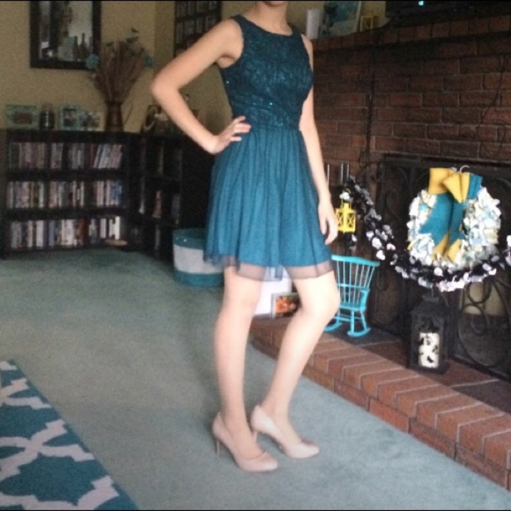 Sequin teal dress